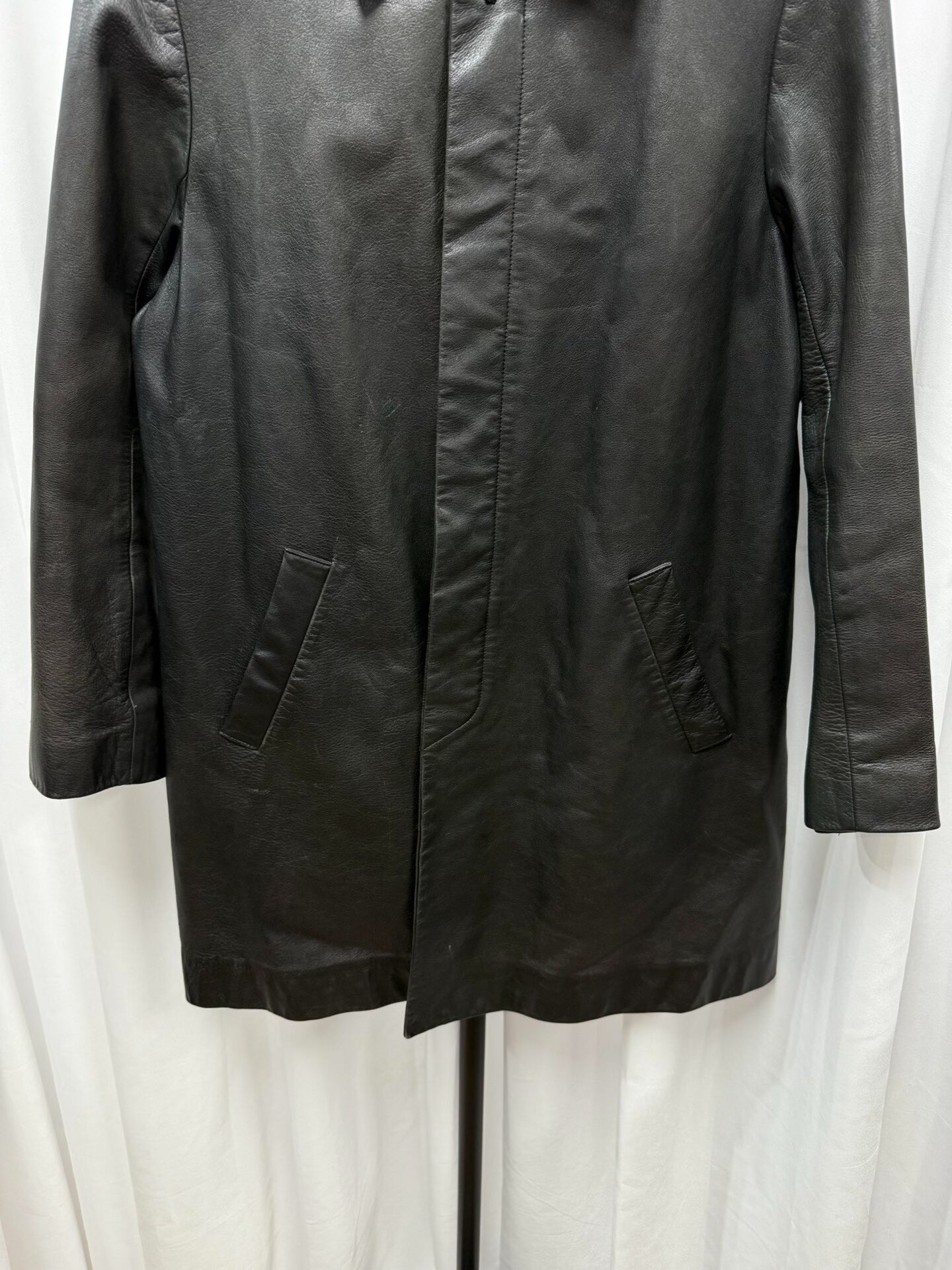 yohji yamamoto y's leather coat in black