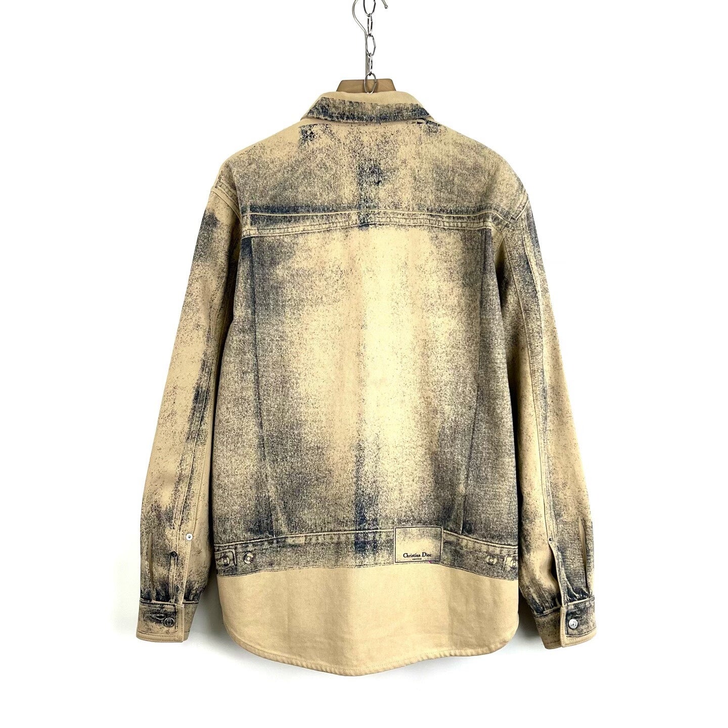 Dior Beige Distressed Gradient Denim Jacket