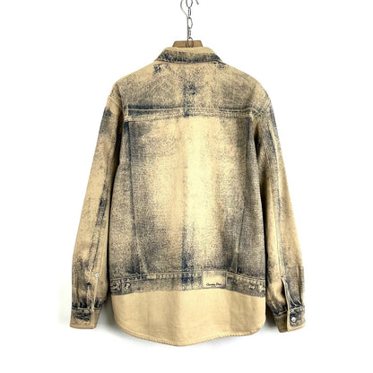 Dior Beige Distressed Gradient Denim Jacket