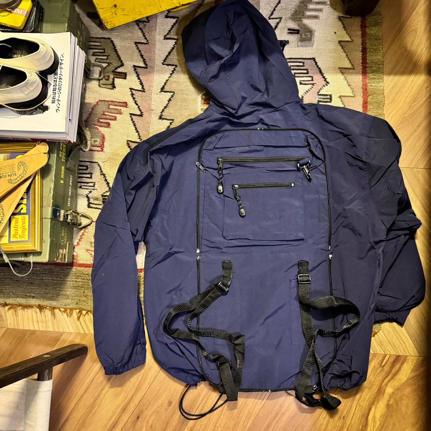 90s vintage Multi-Pocket Outdoor Hoodie