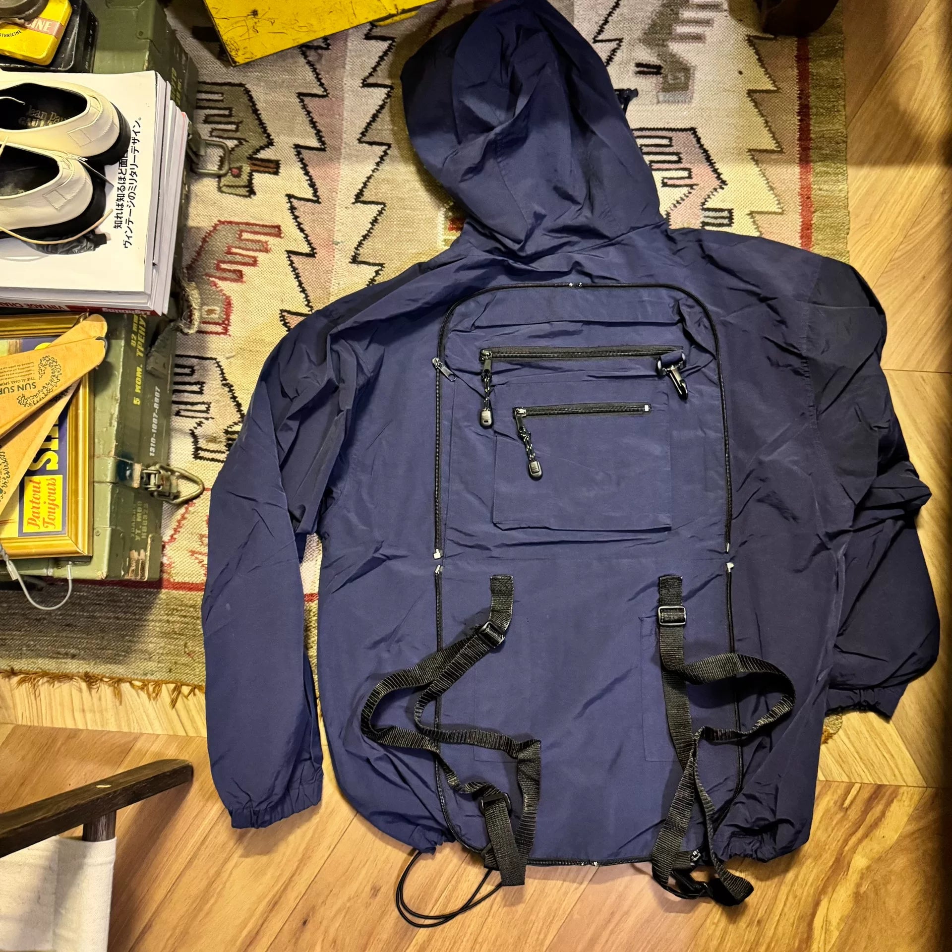 90s vintage Multi-Pocket Outdoor Hoodie