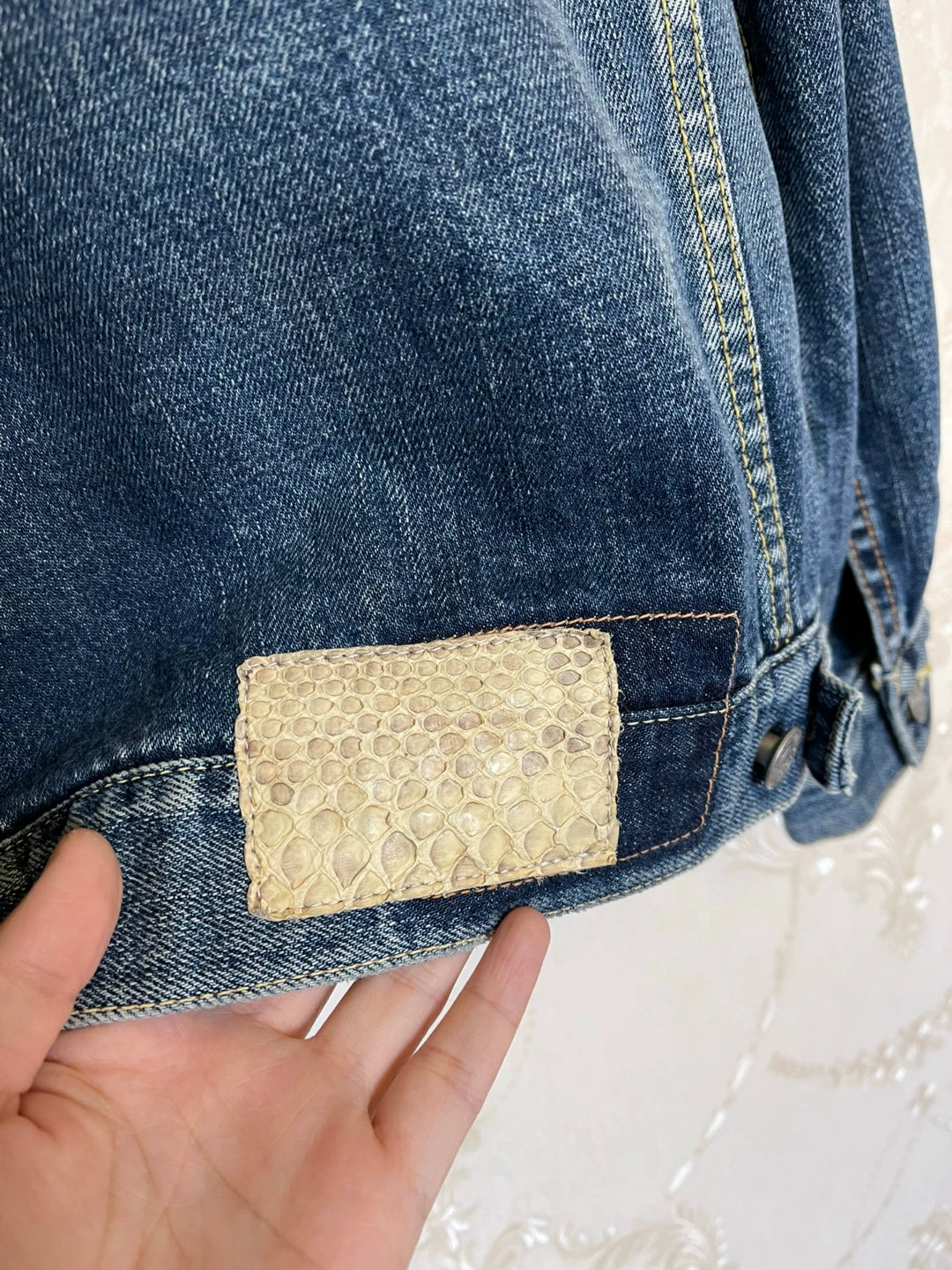Visvim Snake Leather Patch Denim Jacket