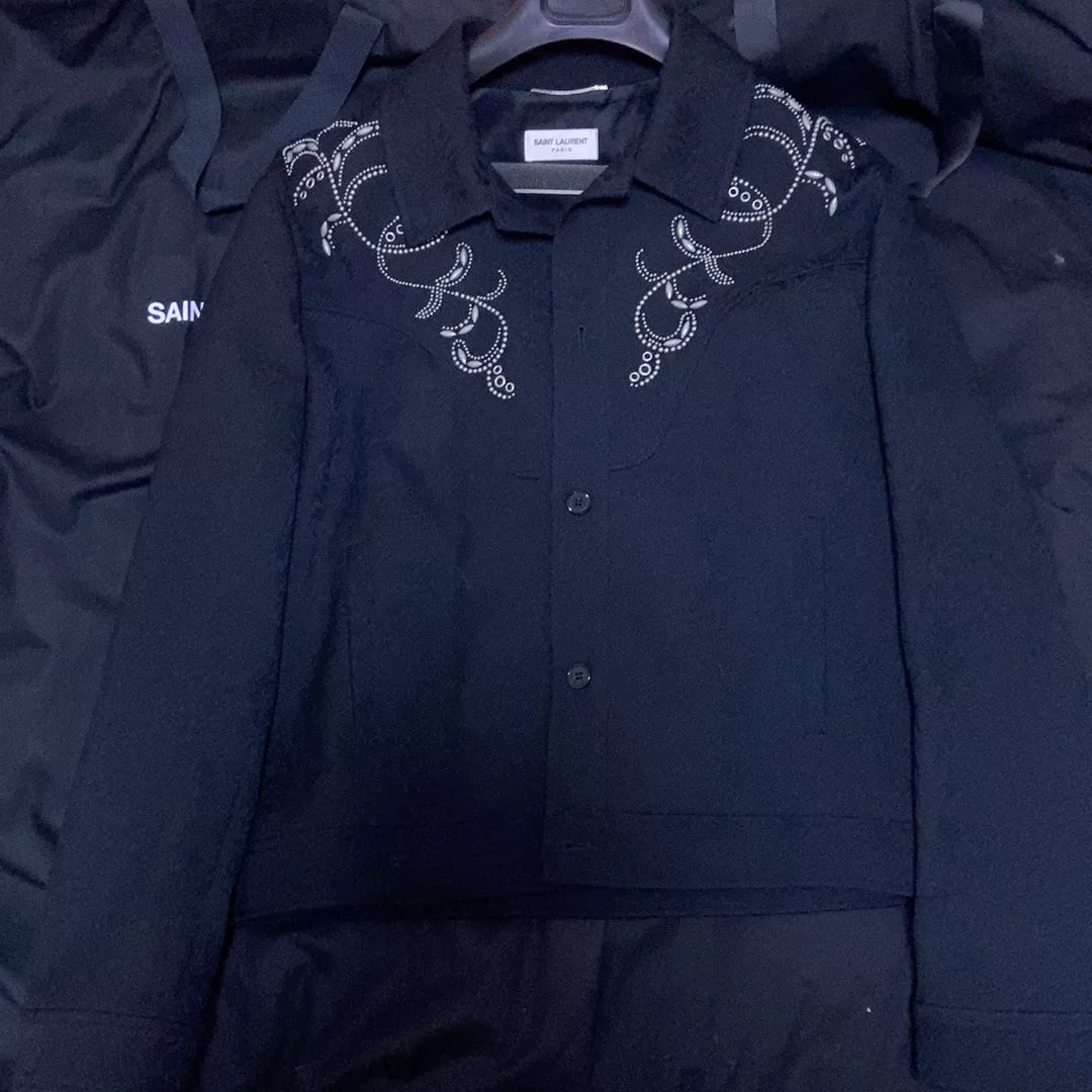 Saint Laurent Men's Beaded Studded Jacket