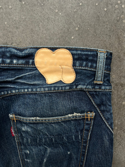 distressed washed denim pants by number nine