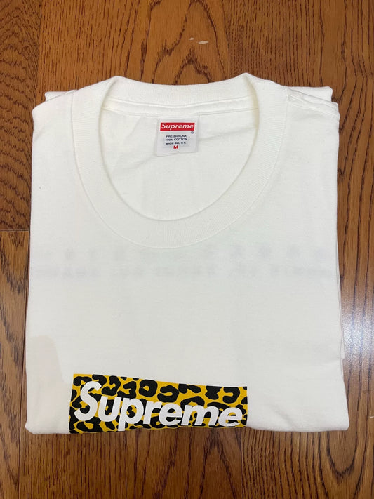 supreme box logo leopard print tee