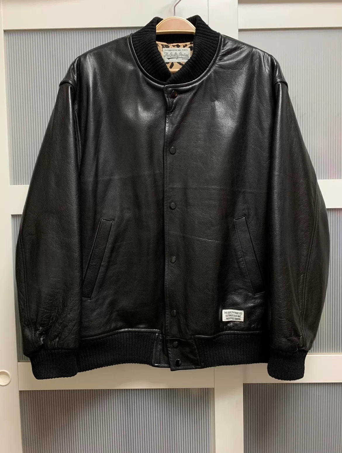 Wacko Maria Leather Baseball Jacket with Lining