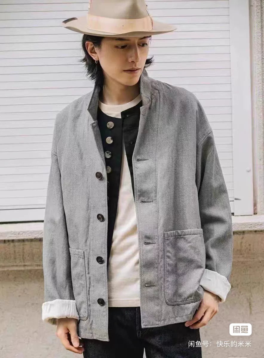 visvim sower jacket in gray wool blend