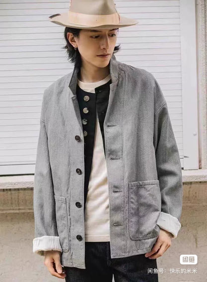 visvim sower jacket in gray wool blend