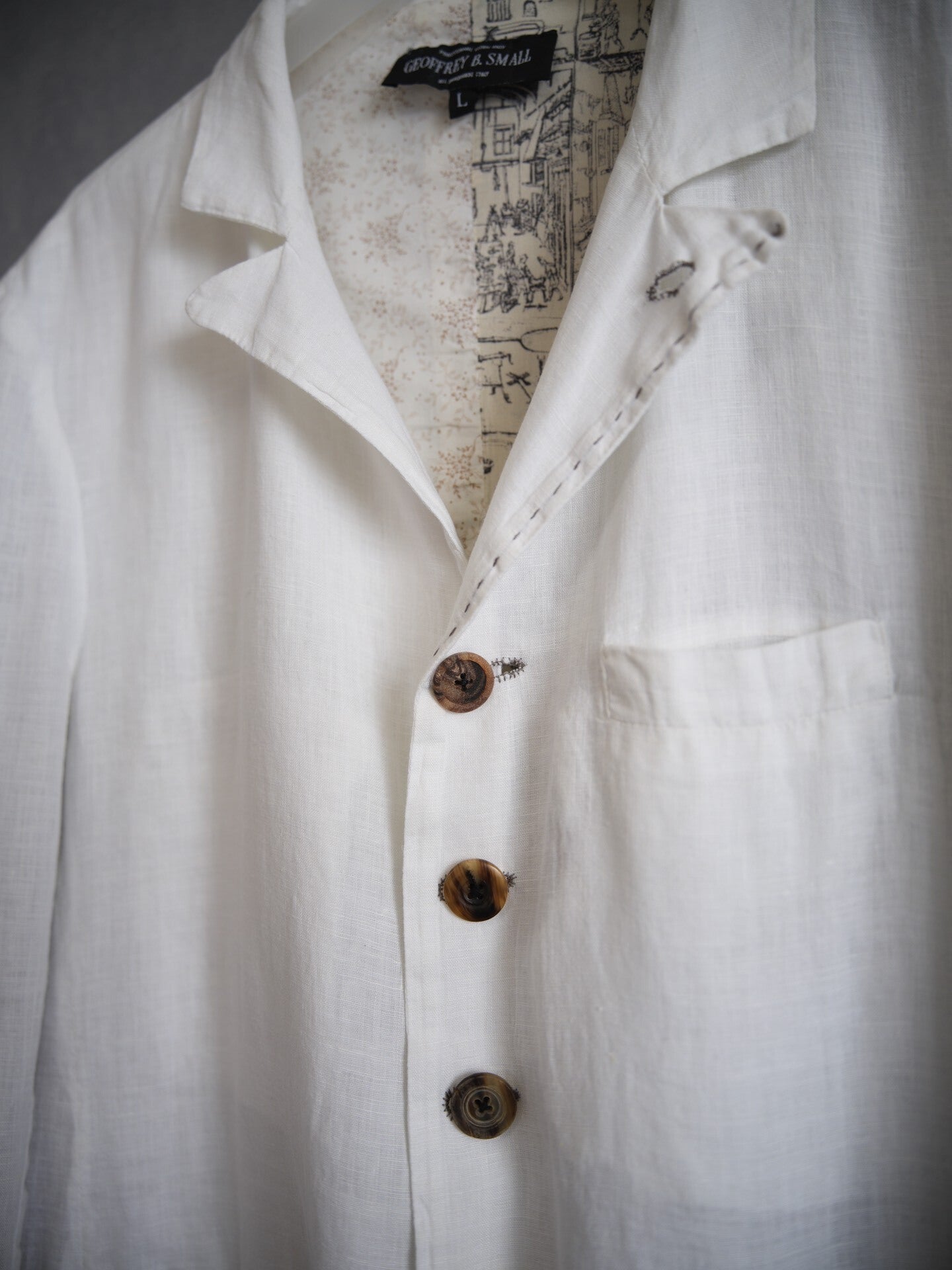 Geoffrey B. Small Antique Button Linen Suit
