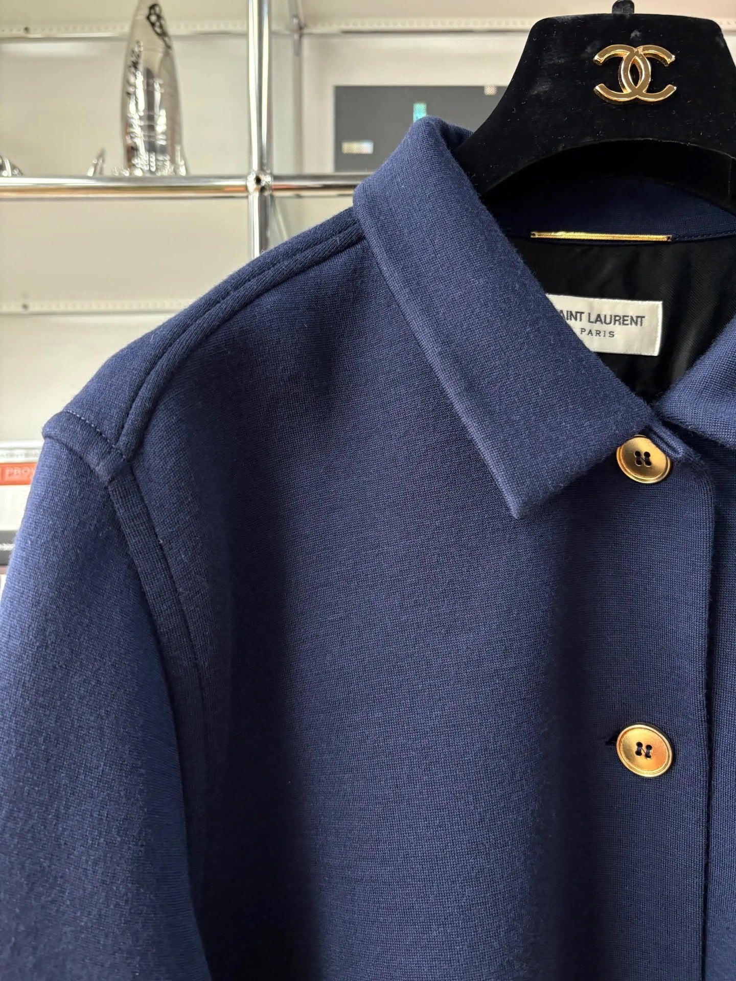 Saint Laurent Navy Wool Gold Embroidery Jacket