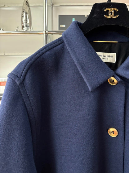 Saint Laurent Navy Wool Gold Embroidery Jacket