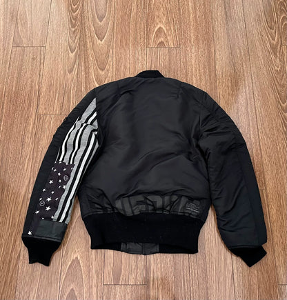 black reversible MA-1 bomber jacket