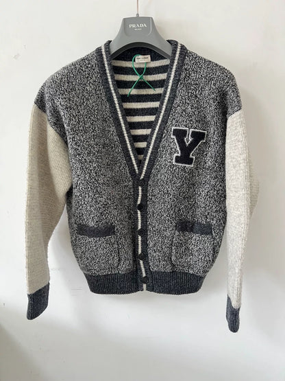 Saint Laurent Gray Cardigan with Y Patch