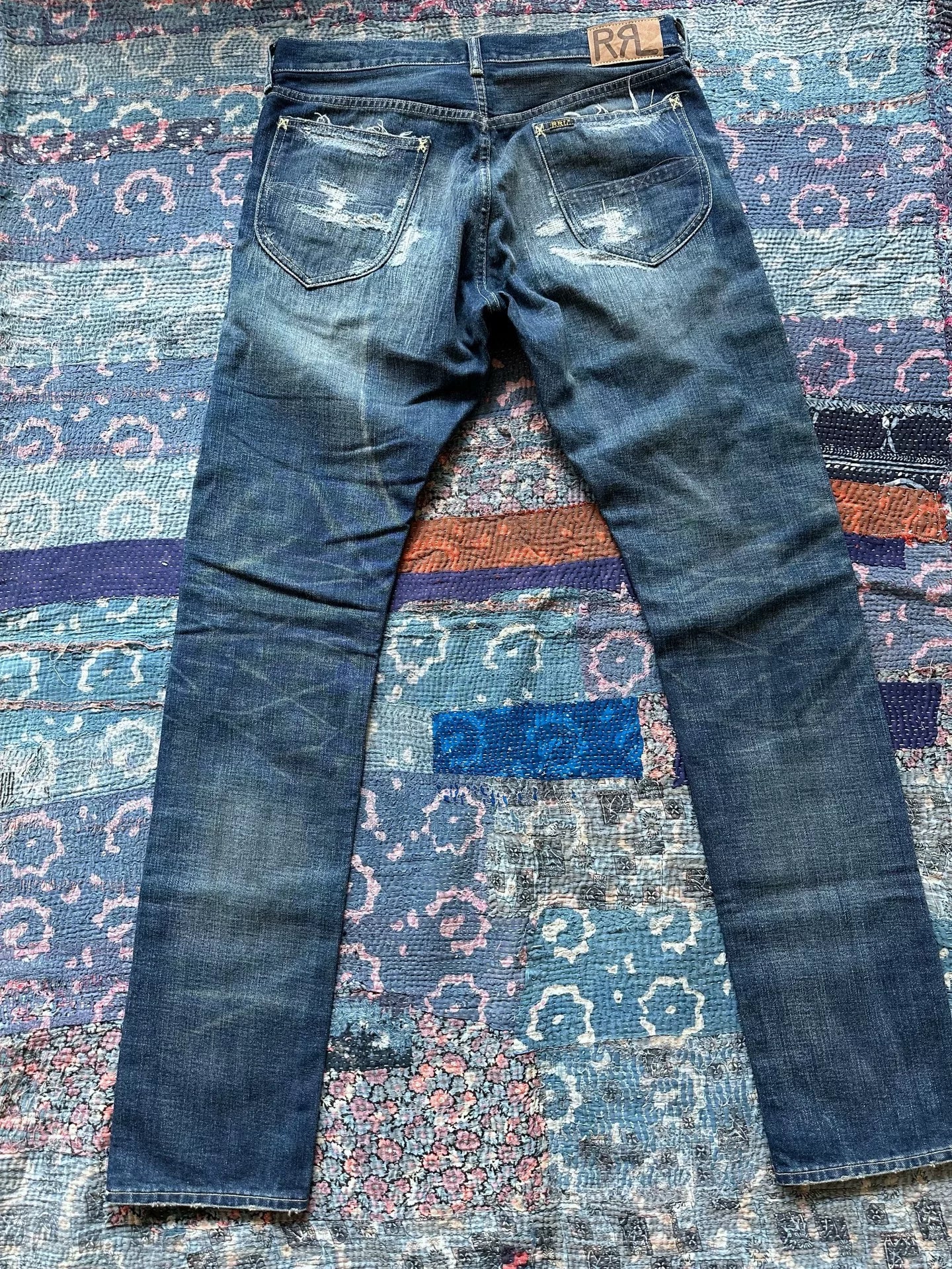 RRL Distressed Vintage Wash Denim Jeans