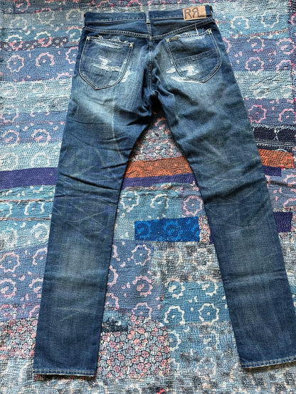 RRL Distressed Vintage Wash Denim Jeans