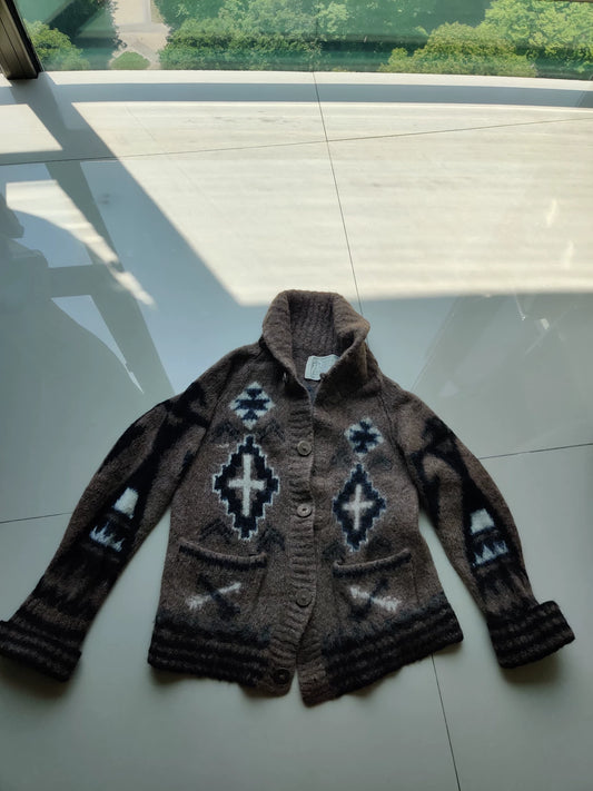 hand-knit barnstormers cardigan with eagle design