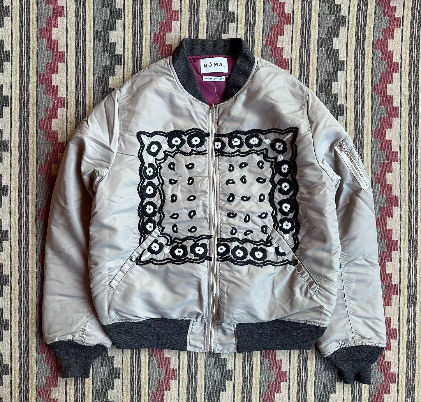 hand embroidery flight jacket reversible design