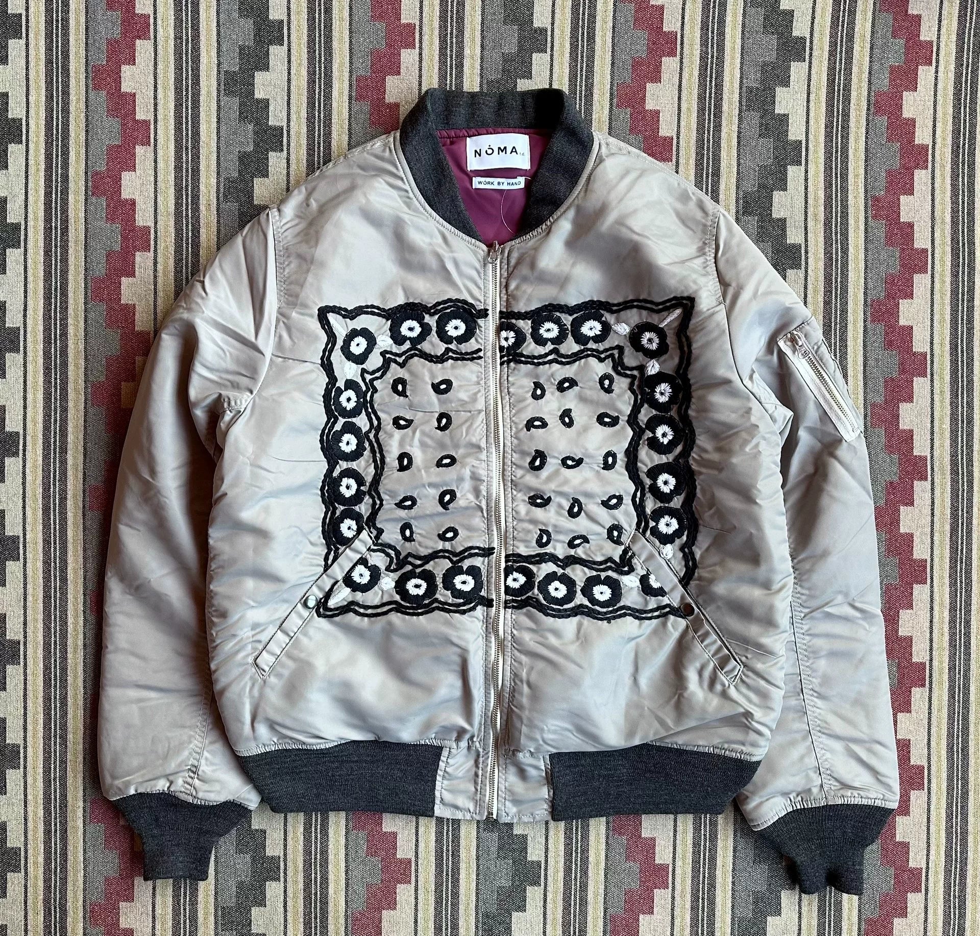 hand embroidery flight jacket reversible design