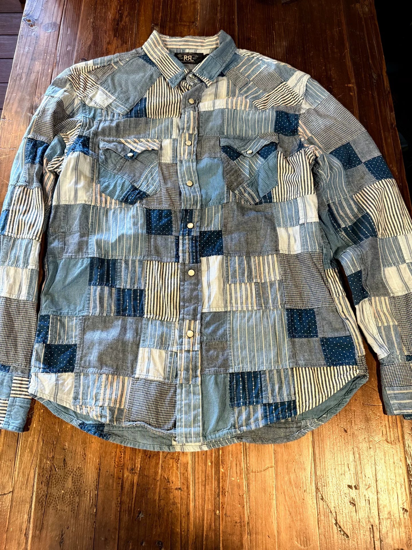 RRL JJ Lin Patchwork Stripe Shirt