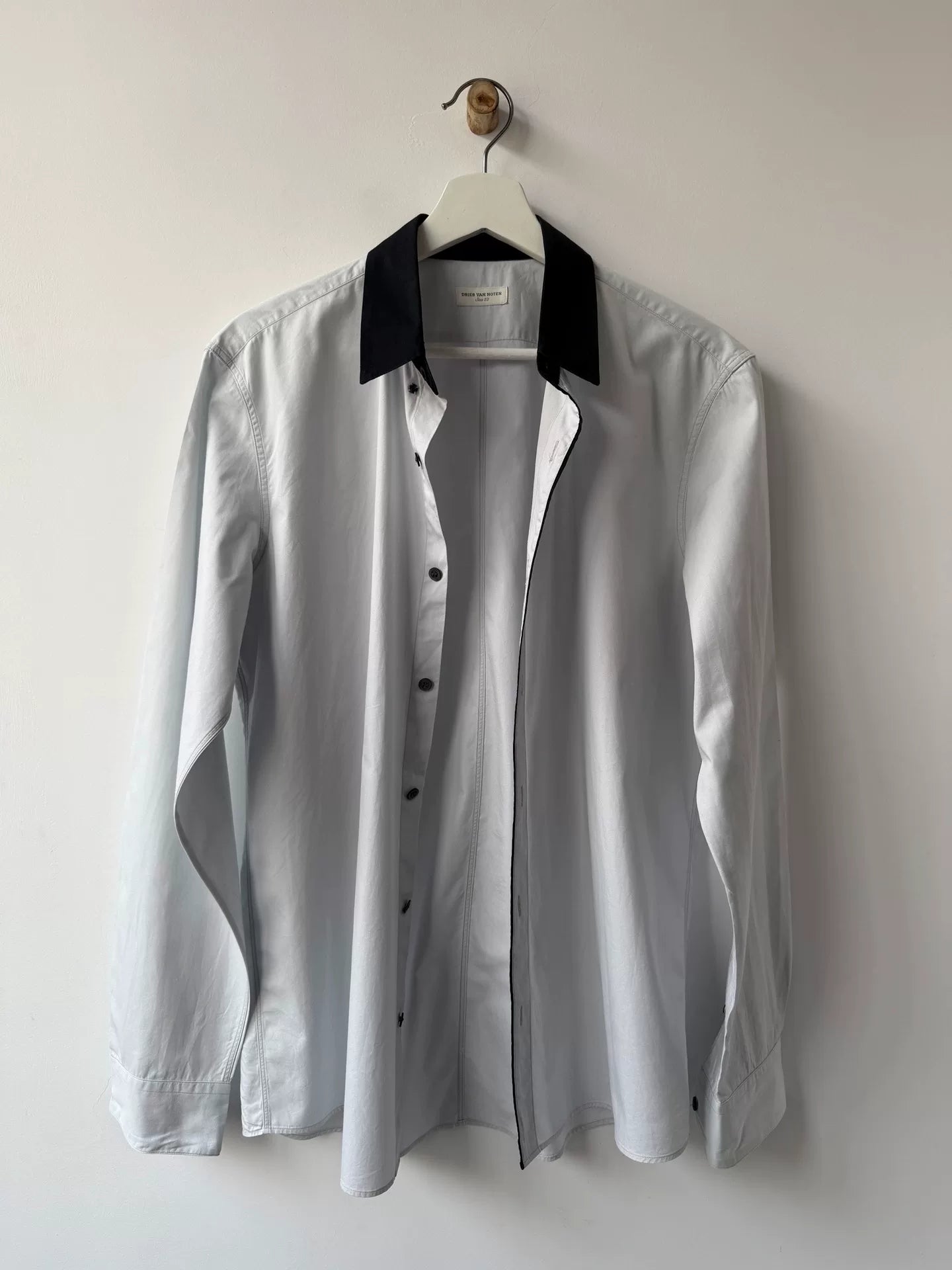 dries van noten black and gray shirt