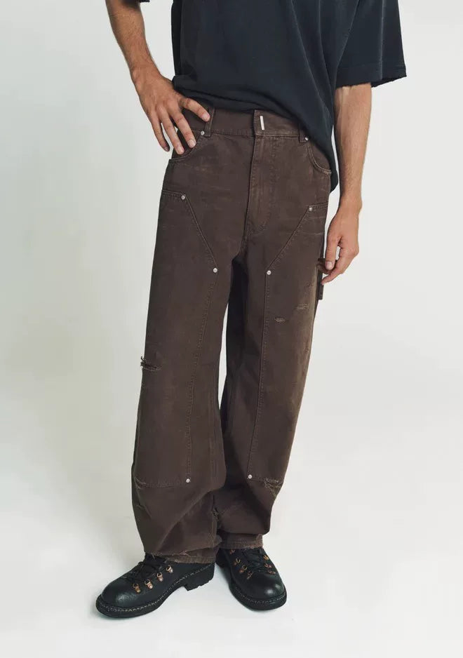 givenchy distressed cargo pants in brown