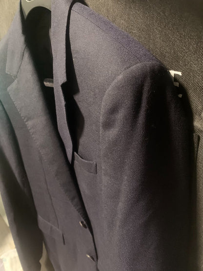 elegant dark blue wool suit jacket