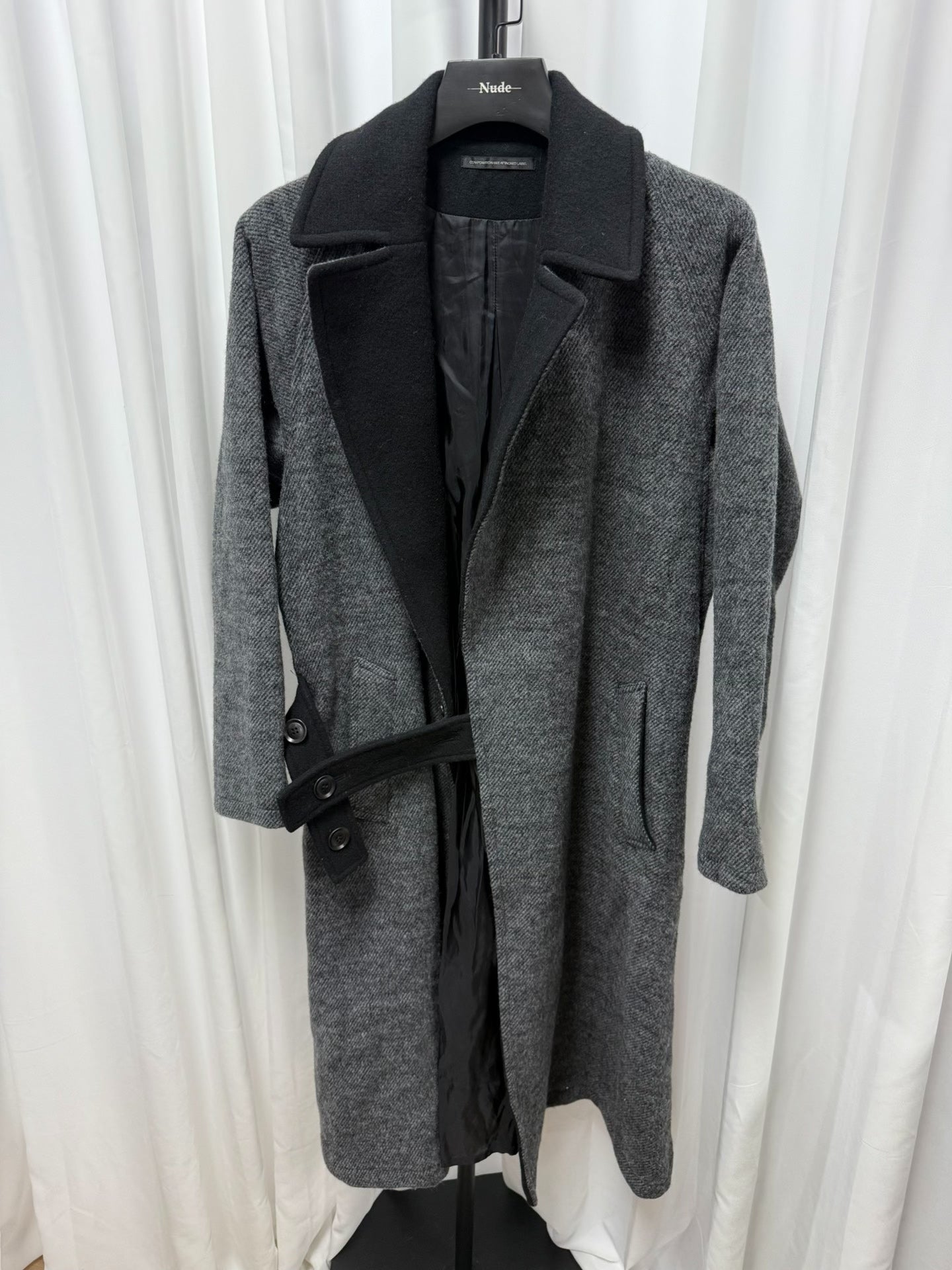 thick wool blend coat by yohji yamamoto