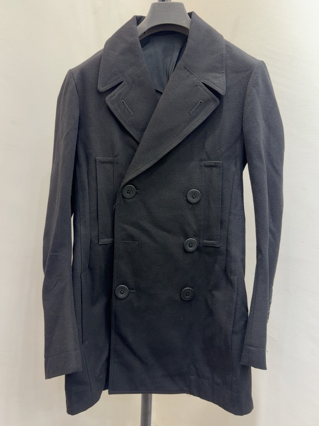 Rick Owens Black Wool Double-Breasted Coat