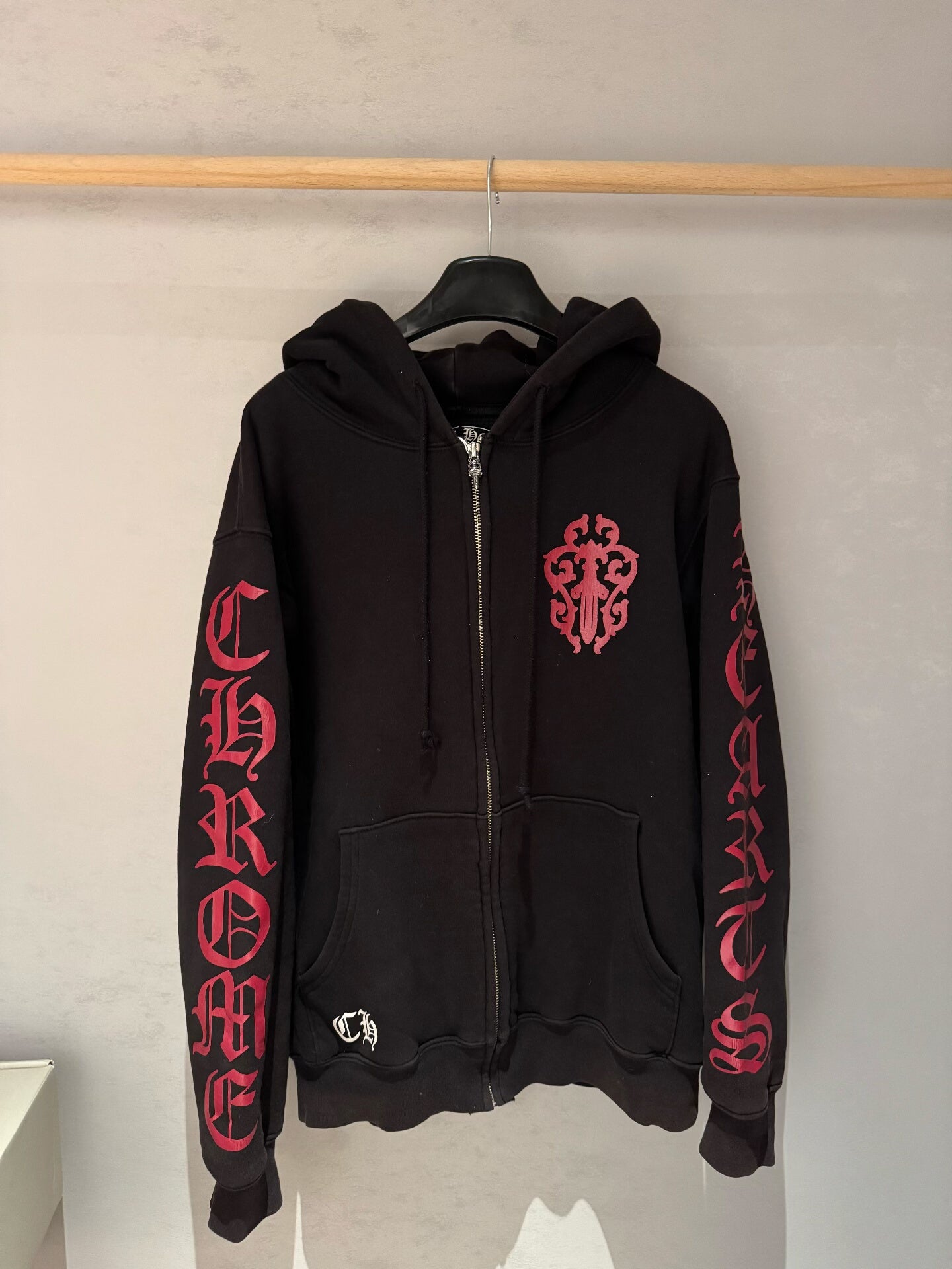 chrome hearts oversized red cross hoodie