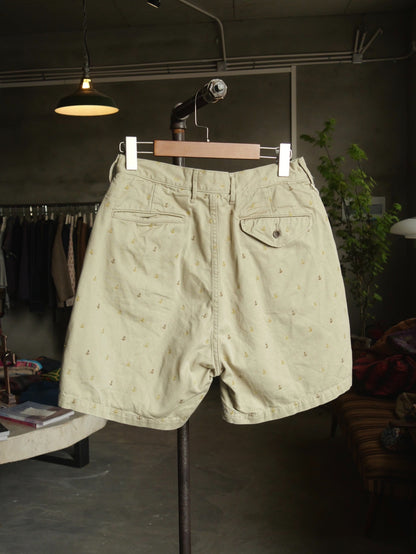 Kapital Khaki Anchor Embroidered Shorts