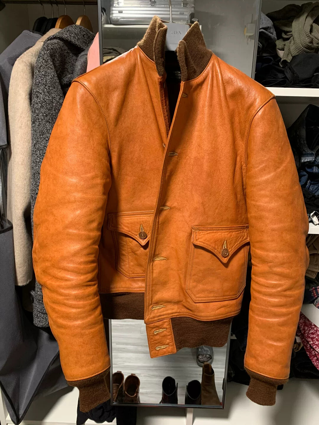 freewheelers brown leather jacket size 38