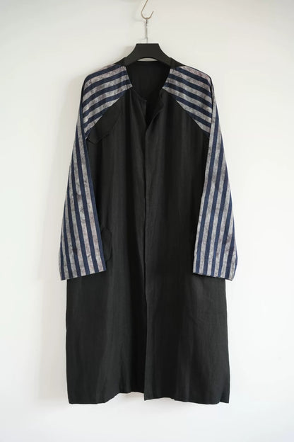 Yohji Yamamoto Striped Sleeve Linen Coat