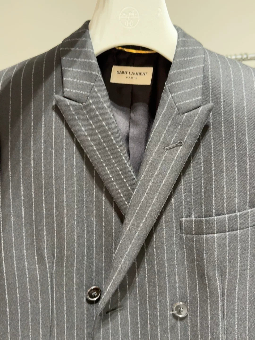 Saint Laurent Gray Pinstripe Double-Breasted Suit
