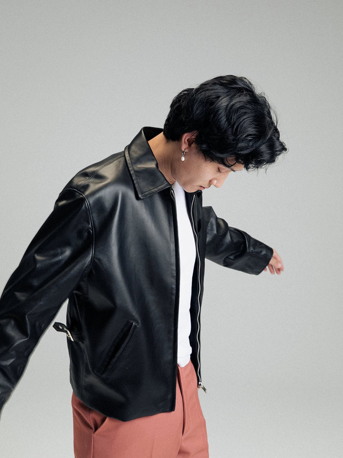 black calf leather rider jacket