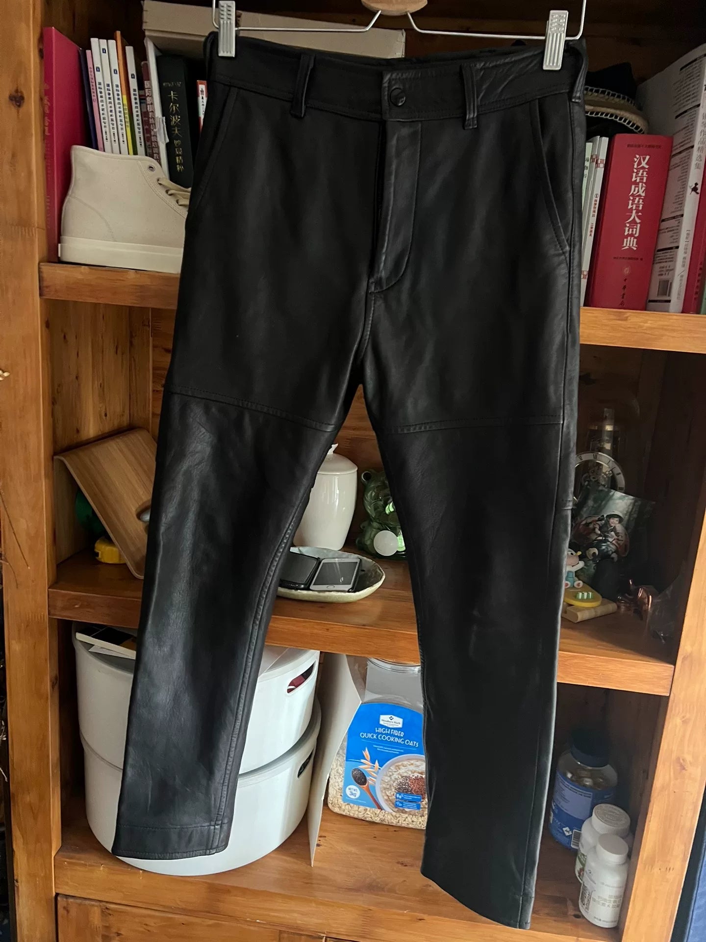 black deerskin leather pants for men or women