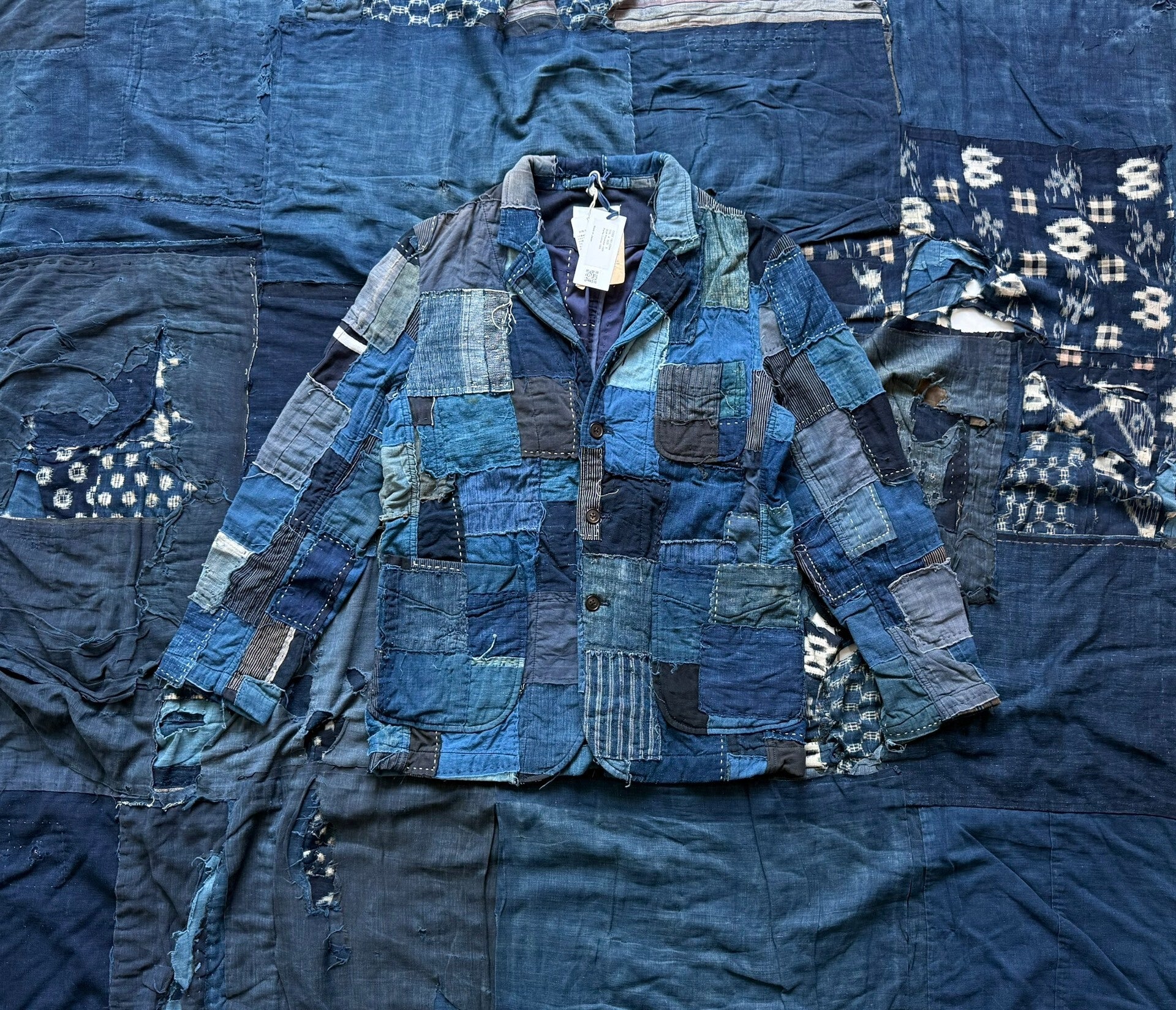 kuon 22AW patchwork jacket in blue