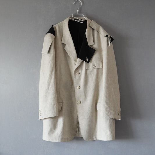 Yohji Yamamoto 22SS Cotton-Linen Striped Jacket