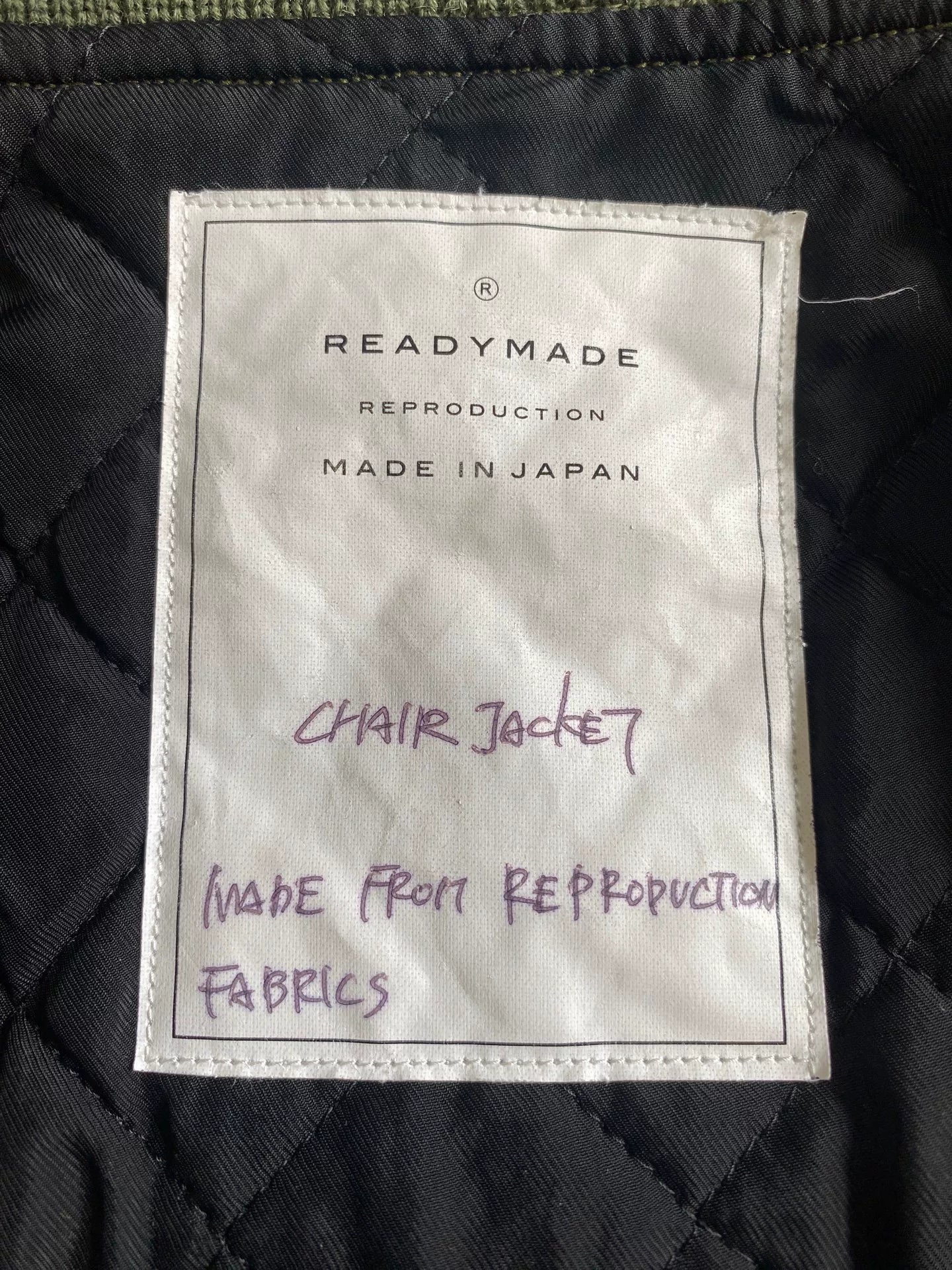 readymade baseball jacket with leather sleeves