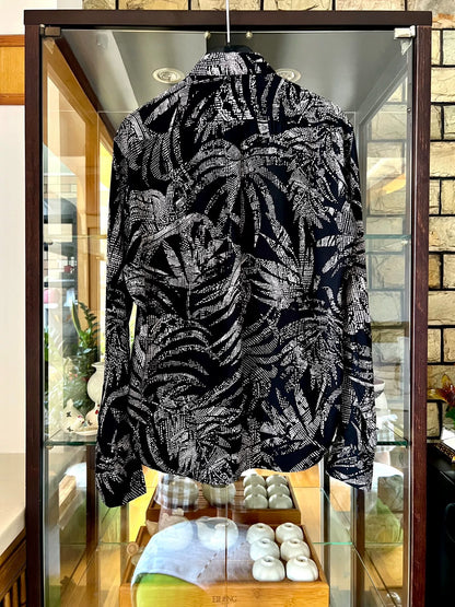 saint laurent black silk shirt with design