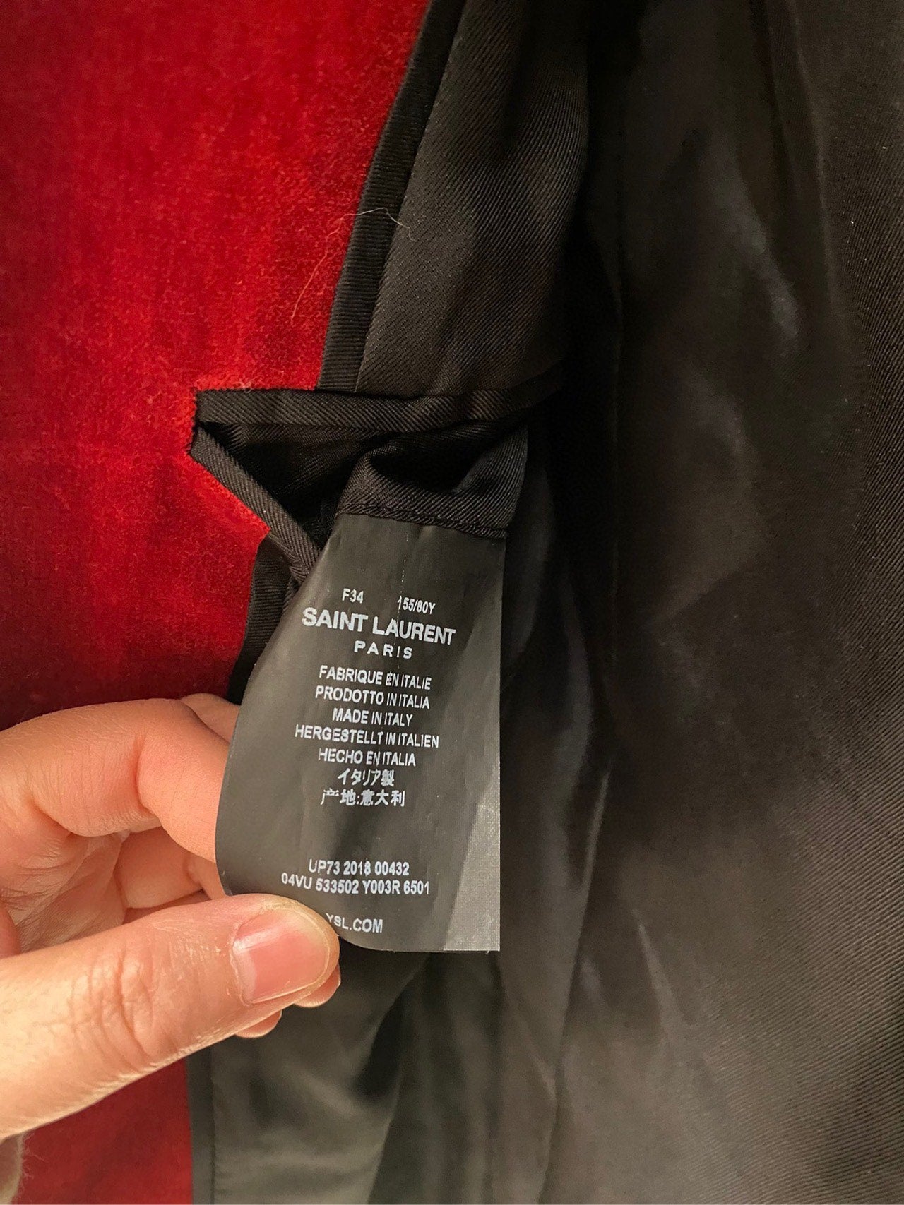 Saint Laurent Red Velvet Embroidered Blazer