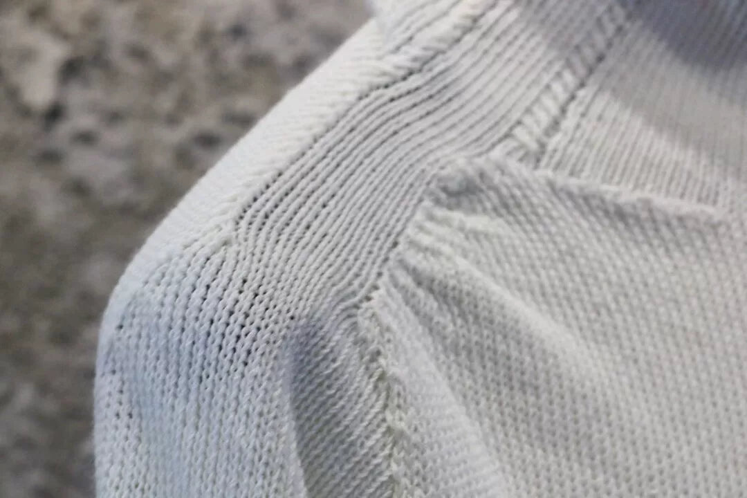 high collar knit sweater in white