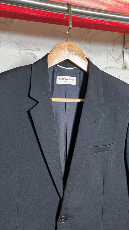 Saint Laurent Men's Leather Elbow Blazer