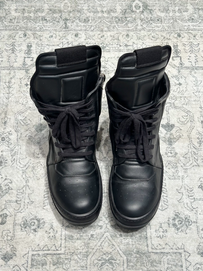 Rick Owens Inverted Triangle Black Leather Boots