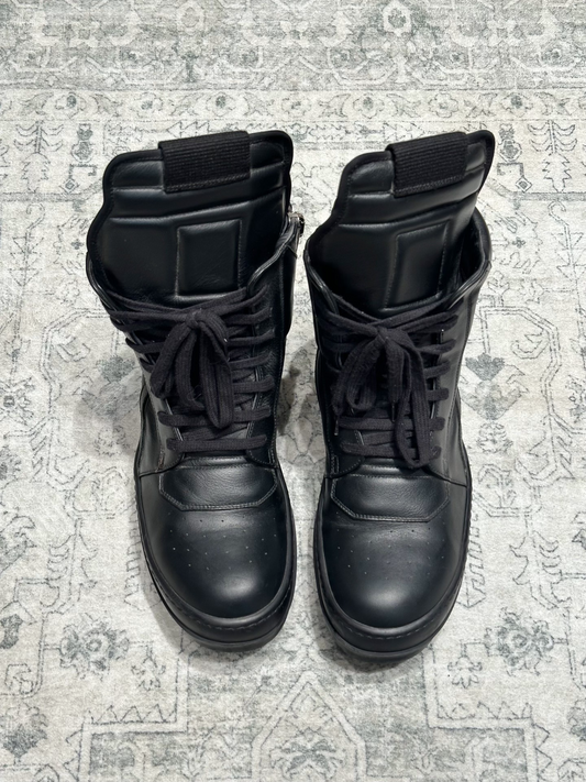Rick Owens Inverted Triangle Black Leather Boots