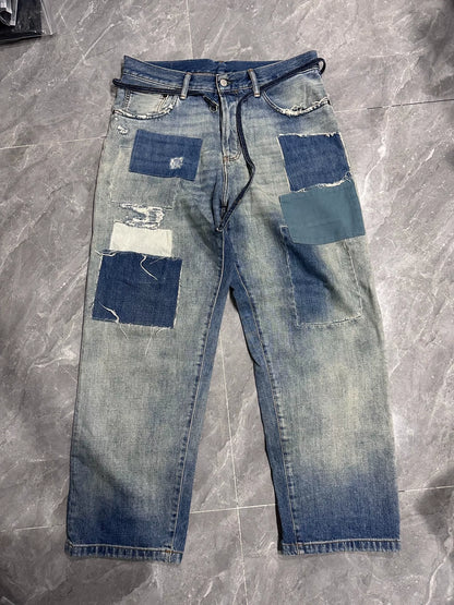 Acne Studios Patchwork Blue Denim Pants