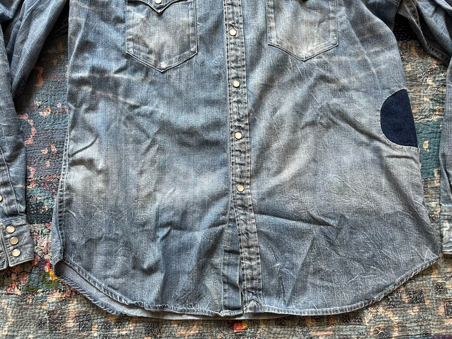 vintage rrl western style patched shirt