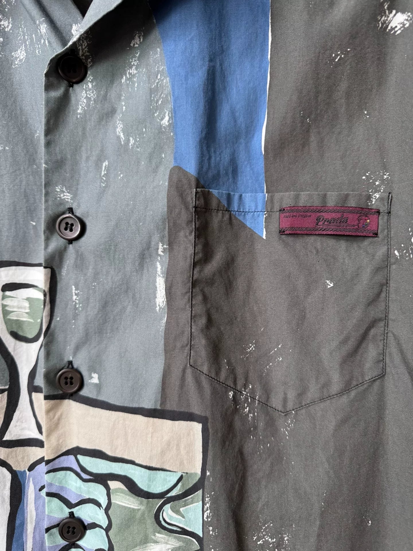 PRADA SS16 Oil Painting Short Sleeve Shirt