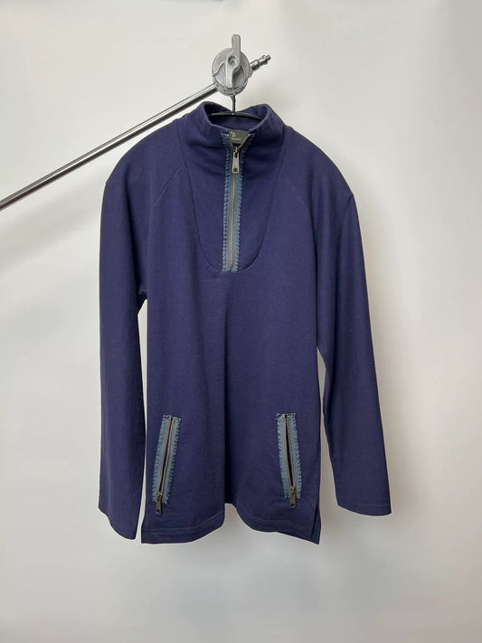 Yohji Yamamoto Zip Neck Long Sleeve Sweatshirt
