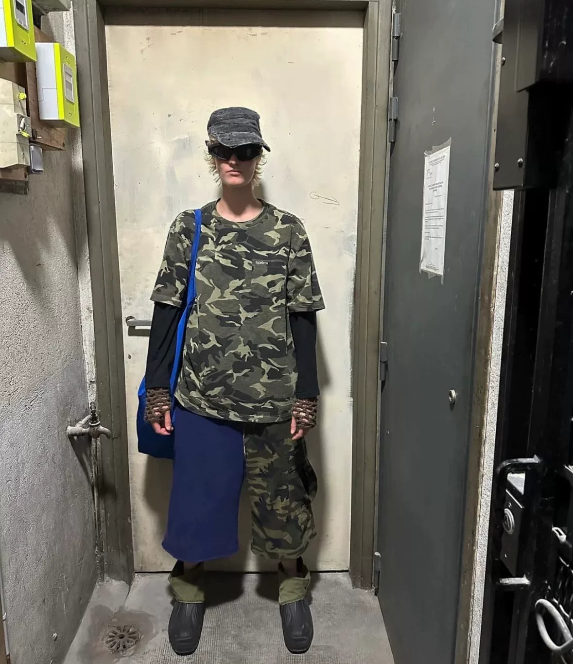 Balenciaga Camouflage Panel Blue Pants