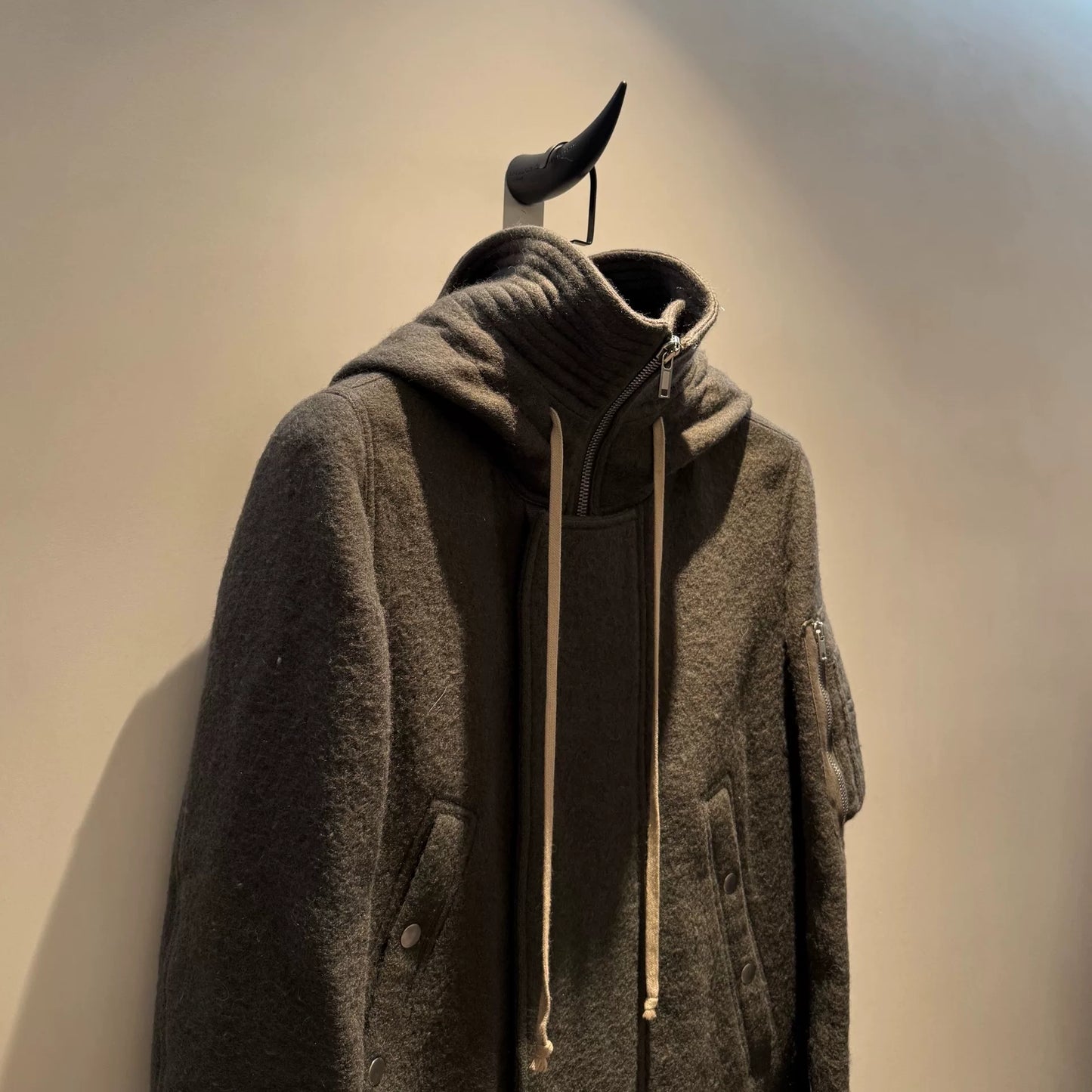 rick owens cashmere bomber coat in gray